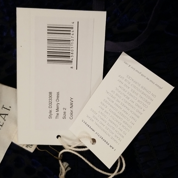 💕THE GREAT💕 The Merry Dress ~ Navy Blue Velvet Burnout Polka Dot Midi M NWT - Picture 15 of 16